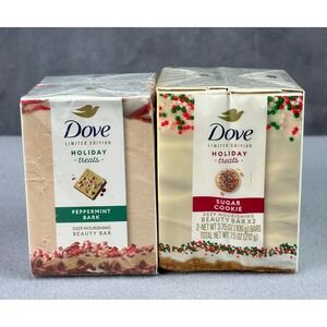 Lot of 4 Dove Holiday Treats Peppermint Bark & Sugar Cookie Bar Soap NEW